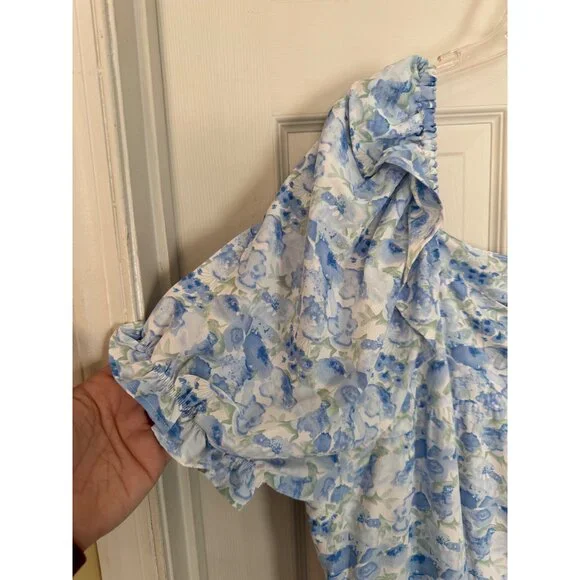 Hayden Square Neck Short Sleeve Blue Floral Dress Size 2XL - Picture 6 of 11
